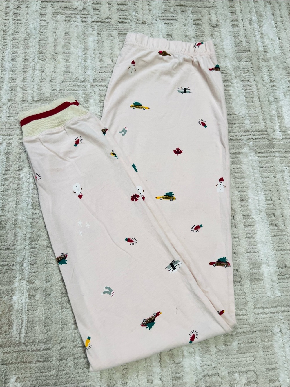 Roots Womens Pale Pink Holiday Print Lounge Pants Youth XXL or women’s Small